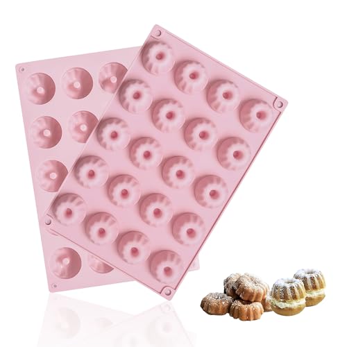 Qobobo 2 stampi da forno in silicone per gugelhupf piccoli con rivestimento antiaderente Savarin forma 29 x 19,5 x 2,2 cm