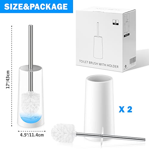 Image of IXO Toilet Brush and Holder, 2 Pack Toilet Brush with 304 Stainless Steel Long Handle, Toilet Bowl Brush for Bathroom Toilet-Ergonomic, Elegant,Durable