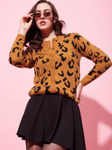 Image of Modeve Animal Print Round Neck Casual Women Sweater