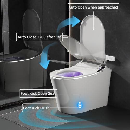 Image of TOTTE Smart Toilet with Bidet Built-in, 353 LB Max Load, Heated Seat, Instant Warm Water, Warm Air Dryer, Elevated Comfort Height, Auto Open /Close Lid, Foot Sensor Flush, One-Piece Toilet, White