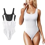TAGVO 2PCS Body Moldeador para Mujer Shapewear Fajas Reductoras Control Abdomen Bodysuit, Mujer Diseño de Sujetador sin Compresión Abdomen Bodysuit Shaper Negro Blanco M