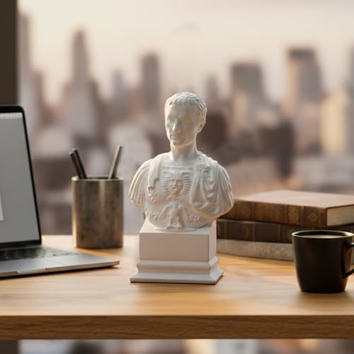 Estatua de Julio César en yeso blanco 14 cm miniatura 4