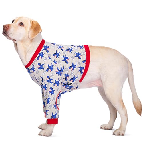 Image of Dog Elbow Protector Suit, Dog Recovery Sleeve with Elbow Protector,Dog Front Leg Surgery Recovery Clothes,Prevent Licking Wound(red shark-5xl)