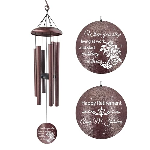 Image of ASTARIN Custom Retirement 36 inch Wind Chimes for Women Man 2024, Happy Retirement Gift Going Away Farewell Gifts for Teacher Coworkers Mom Dad Nurse Boss, Personalized Wind Chime Retiree Gift Ideas
