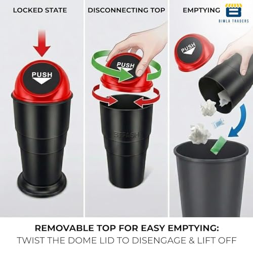 Image of Btag Portable Mini Trash Bin for Car, Office, Home & Travel | Compact Garbage Organizer for Vehicle, Desk, Table & Kitchen | Car Accessories | Pack of 1 | Red