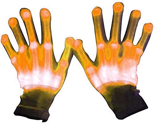 AZHU Halloween gloves, LED Gloves Light Up Gloves LED Skeleton Gloves Light Up Hand Gloves Multicolor Flashing LDE Gloves Finger Lights Finger Lights for Party (Yellow)
