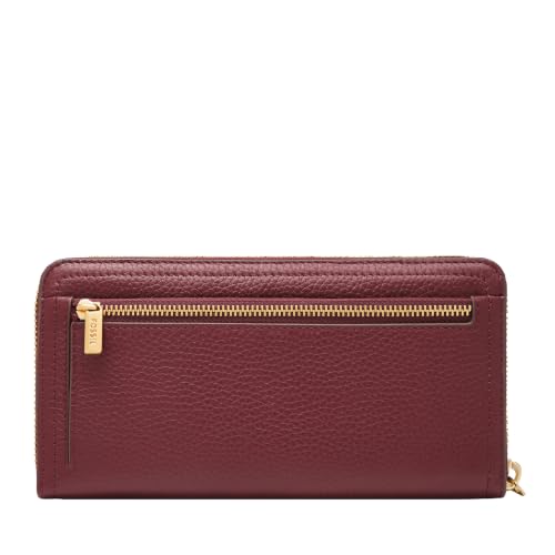 Image of Fossil Women's Logan Leather RFID-Blocking Zip Around Clutch Wallet with Wristlet Strap for Women