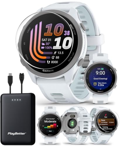 Garmin Forerunner 170 (White) Running GPS Watch PlayBetter Bundle