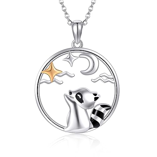 Collier raton laveur en argent 925 pour femme pendentif animal