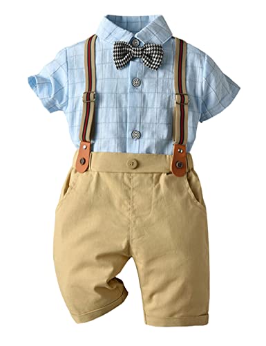 Moneric Costume de Gentleman en Coton pour bébé garçon, G019-bleu, 2-3 Ans Cover