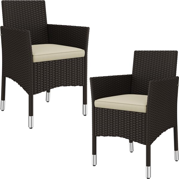 Yaheetech Set di 2 Sedie da Giardino in Poly Rattan con Braccioli e Schienale Regolabile, per Esterno