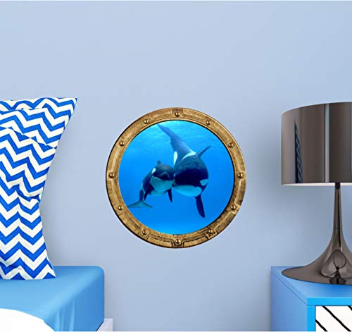 Vinilo decorativo Ballena asesina y cría 12 pulgadas miniatura 3