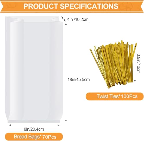 70 Pack Reusable Plastic Bread Bags