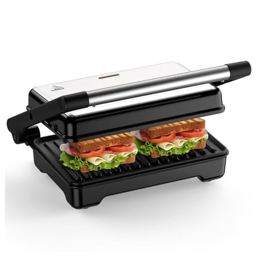 OSTBA Parrilla Eléctrica, Grill Sandwichera Plancha y Máquina de Panini, 1500W Grill Electrico con Revestimiento Antiadherente, Indicador luminoso, Mango Cool Touch, 2 Rebanadas
