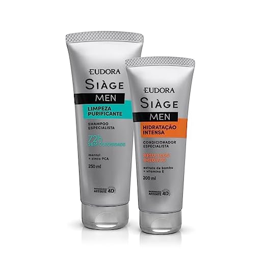 Eudora Kit Siàge Men: Shampoo Limpeza Purificante 250ml + Condicionador Hidratação Intensa 200ml