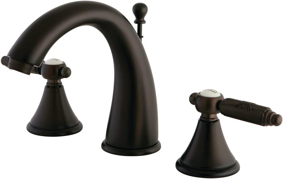 Kingston Brass FS7985GL Georgian Widespread Lavatory Faucet with Brass Pop-Up, 5-1/2-Inch, Oil Rubbed Bronze