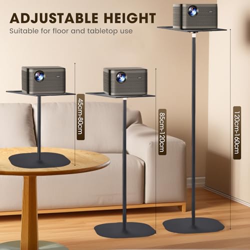 Beamer Ständer, Multifunktionaler 360° Schwenkbarer Höhenverstellbar 40-155 cm, Projektor Ständer mit Platte aus Hochwertigem Kohlenstoffstahl für Präsentationen, Heimkino, Büro – Traglast bis 6 kg