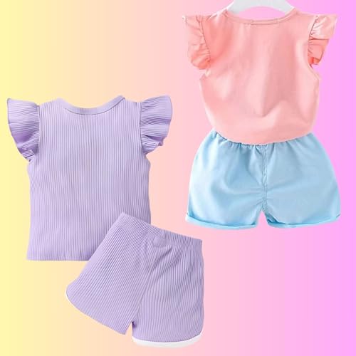 Image of 4YOU DRESSES Beautiful Cotton Blend Fabric Top and Shorts For Girls(Pack Of 2)