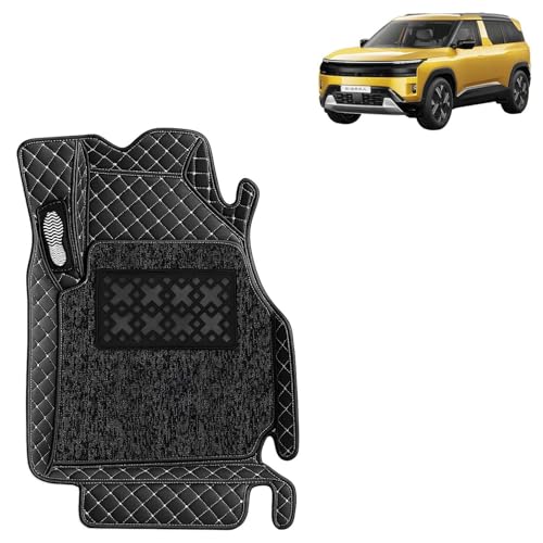 Image of KINGSWAY Accessories Premium 7D Car Floor Mats Only Compatible with Tata Sierra Year 2025 Onwards All Model, Set of 3 Pcs, 100% Waterproof & Washable Luxury 7D Car Foot Mats, Classic Black