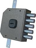 Con entrada de llave interna – Sin pestillo – Cierre triple con llave doble mapa asimétrico – Incluye: 3 llaves de 110 mm, ferrocarril bajo, placa externa de latón pulido, tornillos de fijación