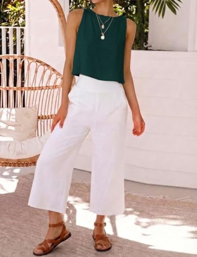 Image of IDEALSANXUN Womens Linen Crop Tank Tops 2026 Spring Summer Sleeveless Tops