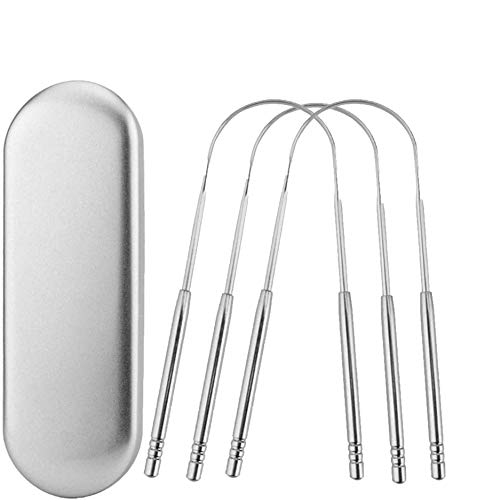 Limpiadores de lengua 3 Piezas y caja de acero inoxidable- 100% acero...