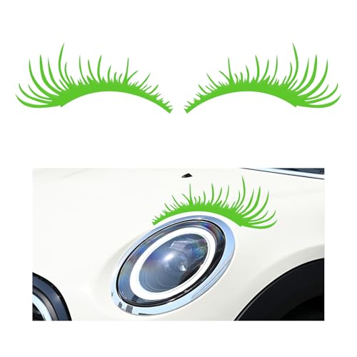 Image of KVAEY 2 PCS Car Headlight Eyelash Stickers, Cute Fake Eyelashes Decal for Bumper Auto Body Window, Waterproof Reflective PET Charming Eyelash Sticker Funny Decor for Car SUV Truck (Green)