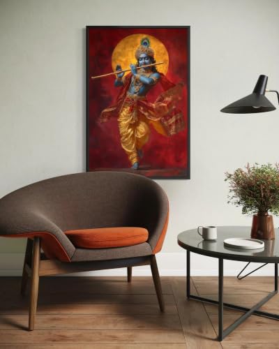 Cuadro de Krishna tocando la flauta lienzo espiritual de 70x90cm sin marco para pared 2