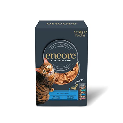 Encore Natural Wet Cat Food Tuna with Fish Selection in Gravy 5 x 50g Pouches
