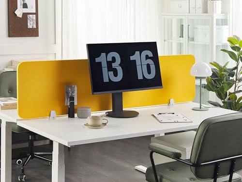 Pannello Divisorio Fonoassorbente Per Scrivania In Pet Giallo 160 X 40 Cm Tavolo Ufficio - 2