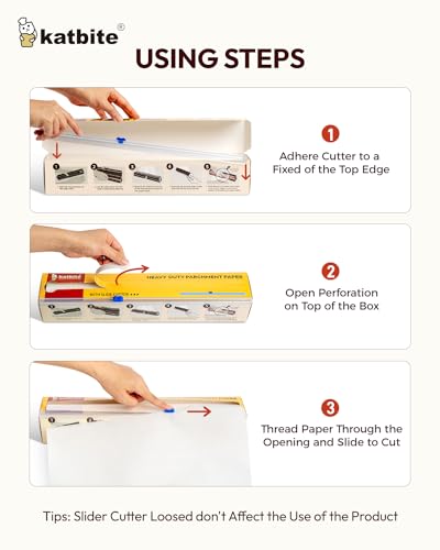 Katbite Heavy Duty Parchment Paper Roll for Baking, 12 in x 524 ft Non-Stick Baking Paper for Cooking, Baking Cookies, Grilling, Air Fryer and Steaming