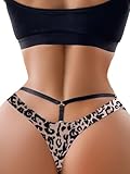 WDIRARA Women's Leopard Print Hollow Out Hipster Panties Triangle Underwear Low Rise Briefs Multicolor Leopard Large
