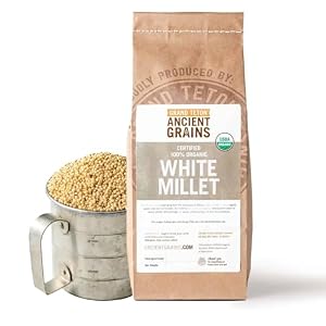 100% Organic White Millet by Grand Teton Ancient Grains | Shelled, Gluten-Free, Hulled Grain for Salads, Pilafs, & Soups | Whole Grain Ready for Milling, (5 Pounds)