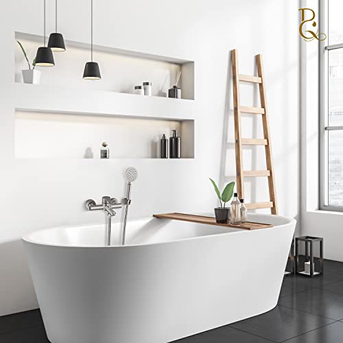 Brassqueen Brushed Nickel Bathroom Tub Faucet Wall Mount Stainless Steel Diverter Switches Single Lever Handle Bathroom Tub Faucet Bathtub Shower Faucet With Handheld Sprayer Bath Shower Mixer Tap #TOP6