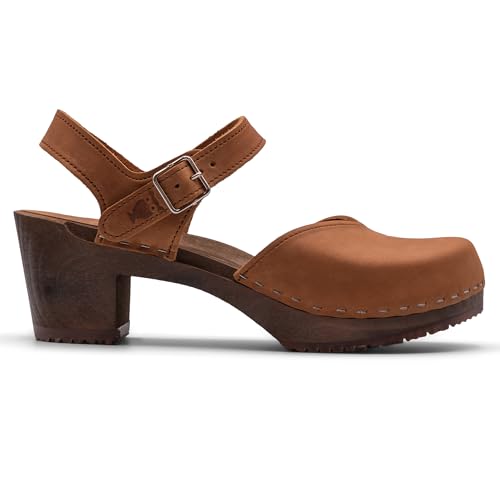 Image of Sandgrens Handmade Swedish Wood Clogs for Women, High Heel Sandal | Victoria