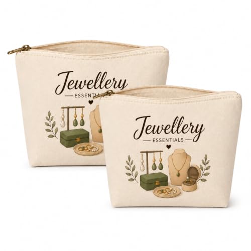 Image of DRUDRAYA Canvas Jewellery Pouch | Printed Storage Zipper Bag (Pack of 2)
