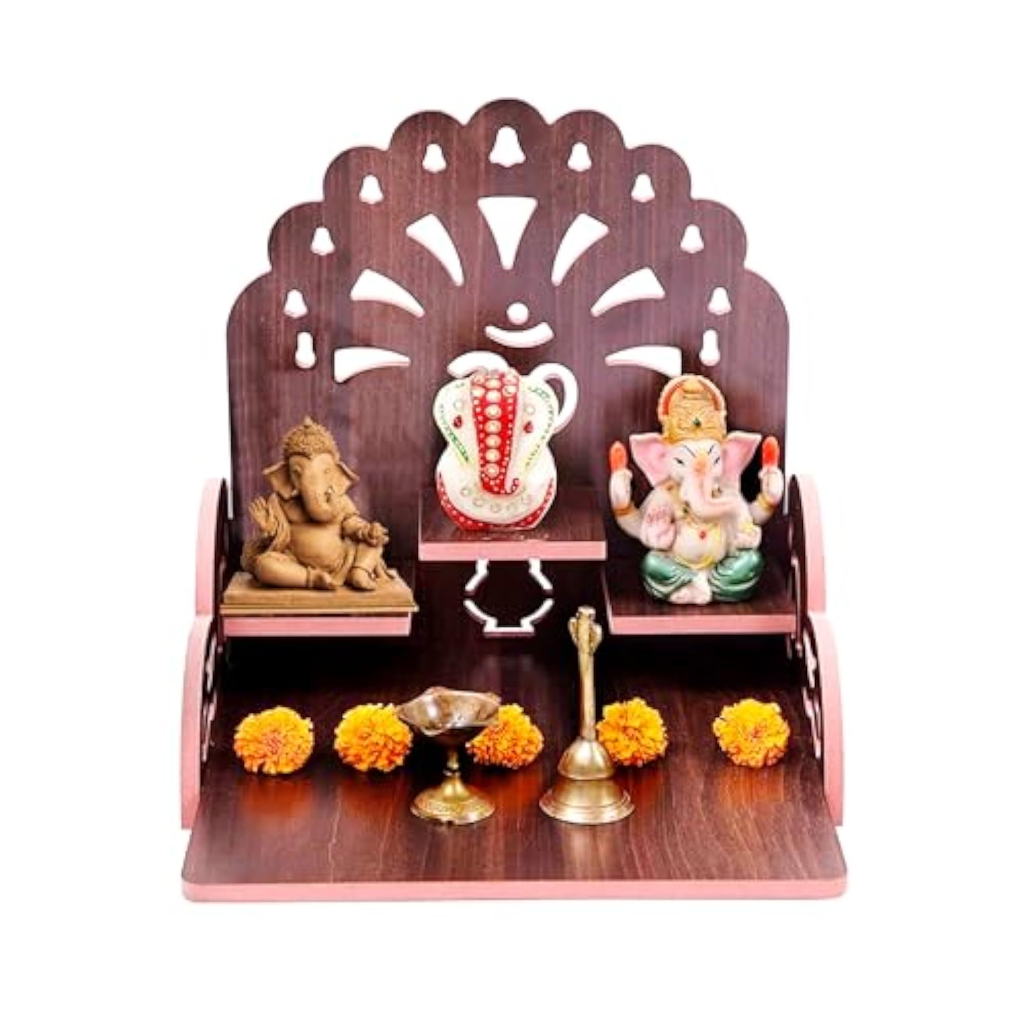 Small Wooden Temple for Home & Office, Light Weight Puja Mandir