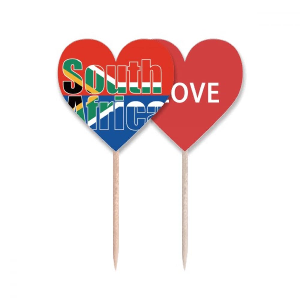 Palillos de dientes con la bandera de Sudáfrica en corazón de acabado Premium