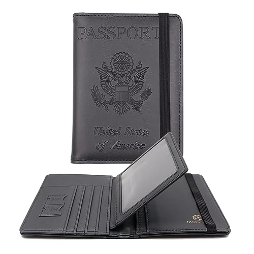Image of Melsbrinna Rfid Passport Holder for Travel women /Men, Cute Passport Wallet Rfid Blocking Card Slots, Rfid Passport Cover /CaseTravel Wallet, Passport Book Holder (1, Black3)
