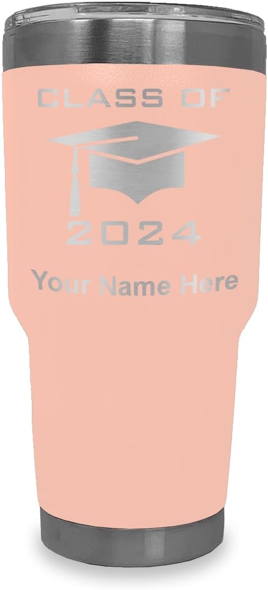 LaserGram 20oz Vacuum Insulated Tumbler Mug, Grad Cap Class of 2024, 2025, 2026, 2027, 2028, Personalized Engraving Included (Teal)