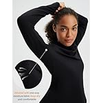 baleaf Women's Thermal Turtleneck Tops Long Sleeve Shirts Ski Base Layer with Integrated Neck Face Mask Thumbholes - Image 4