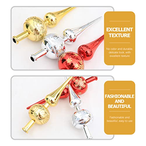 Toddmomy 1Pcs Christmas Tree Topper, Vintage Hand Painted Glass Spherical Christmas Tree Topper Ornament For Indoor Office Xmas New Year Holiday Tree Decoration, Silver #TOP6