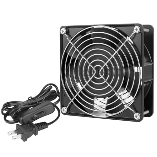 KEYFANCLUB High Speed Axial Muffin Fan 110V 120V AC 120mm x 38mm Dual Ball for DIY Cooling Ventilation Exhaust Projects