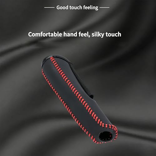 Image of Car Gear Cove, Handbrake Cover, Non-Slip Gear Knob Cover with Enhanced Grip, Interior Protection Car Accessory Compatible with Subaru Models, Black with Red Stitching