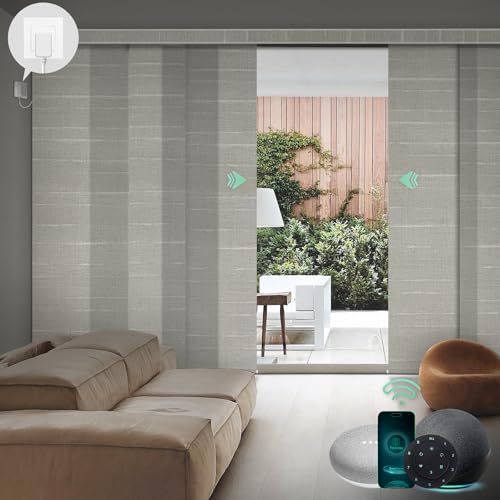 Yoolax Custom XL Smart Sliding Door Blinds, Motorized Sliding Panel