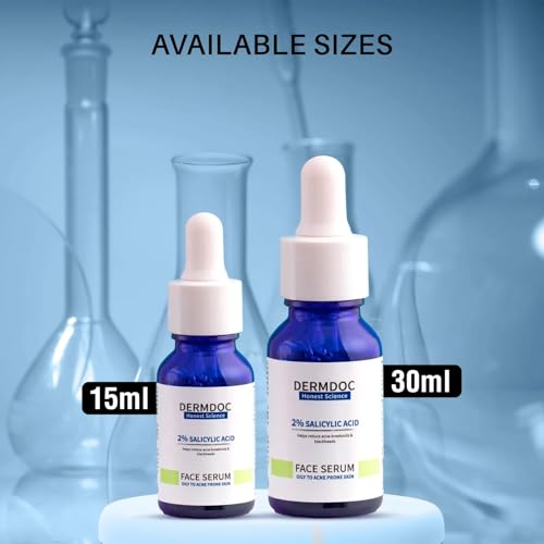 Image of DERMDOC 2% Salicylic Acid Face Serum (30 ml) | For Blackheads & Whiteheads | Targets Active Acne | Calms Irritation & Unclogs Pores