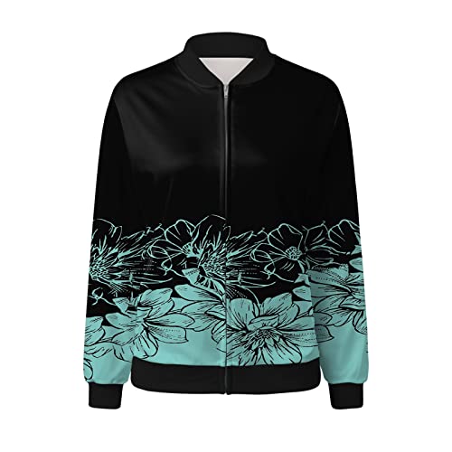 Floral Print Jackets for Women Fall Fashion 2024 Zip Up Y2K Coat Long Sleeve Stand Collar Lightweight3