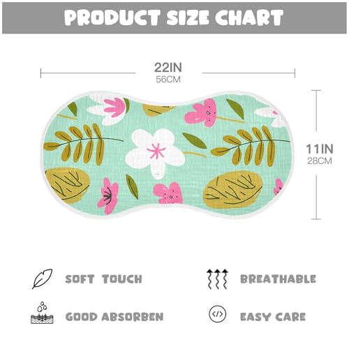 Floral Leaves Green Burp Cloths for Babies Burp Rag Cotton Spit Up Rag for Babies Girls Infants4