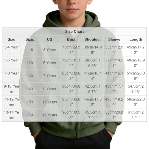 Boys Zip Up Hoodie Waffle Knit Kids Sweatshirt Jacket with Hood Size 10-12 - image 4