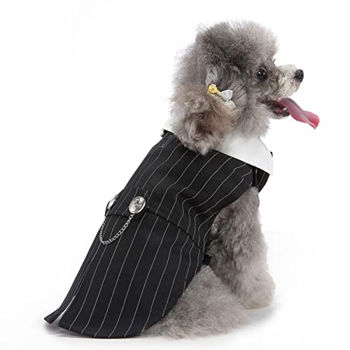 Hundeanzug, Hochzeitsanzug mit Fliege für Hunde, Stilvoll, Klassisch, Vertikal Gestreift, für Hunde, Formeller Smoking, Abend-Smoking für Hochzeit, Halloween, Geburtstagsfeier (XS)